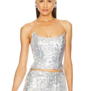 Revolve X Michael Costello sequence seona top in silver